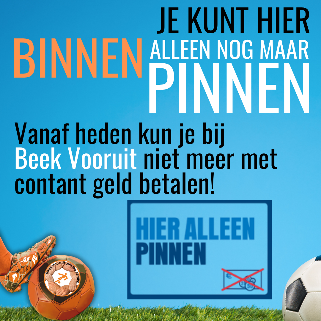 Geen contant geld meer bij Beek Vooruit in de kantine!