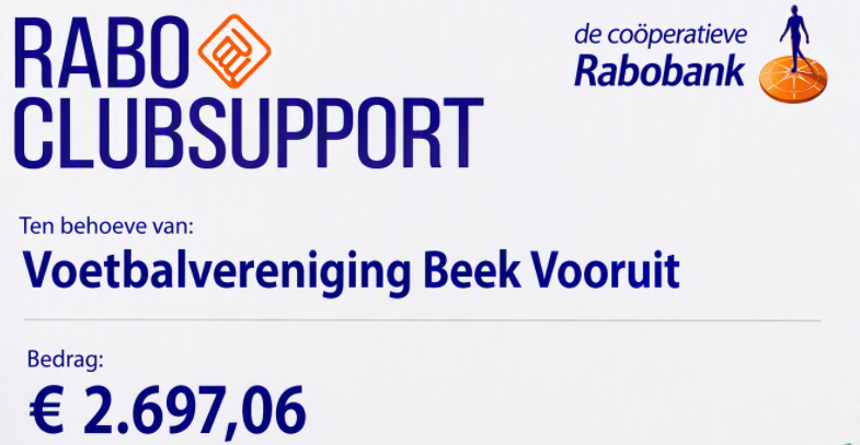 Fantastische opbrengst Rabo ClubSupport voor Beek Vooruit!