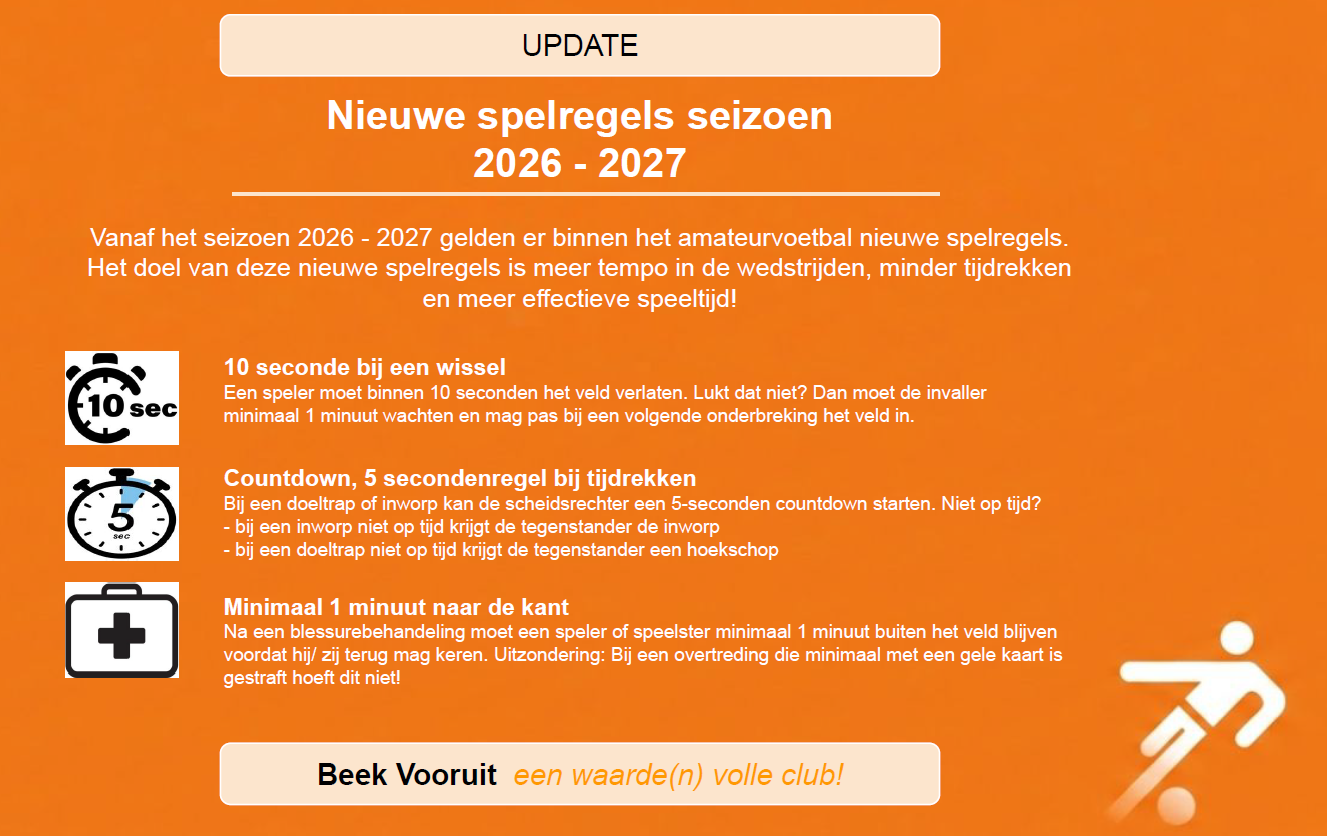 Nieuwe spelregels komend seizoen