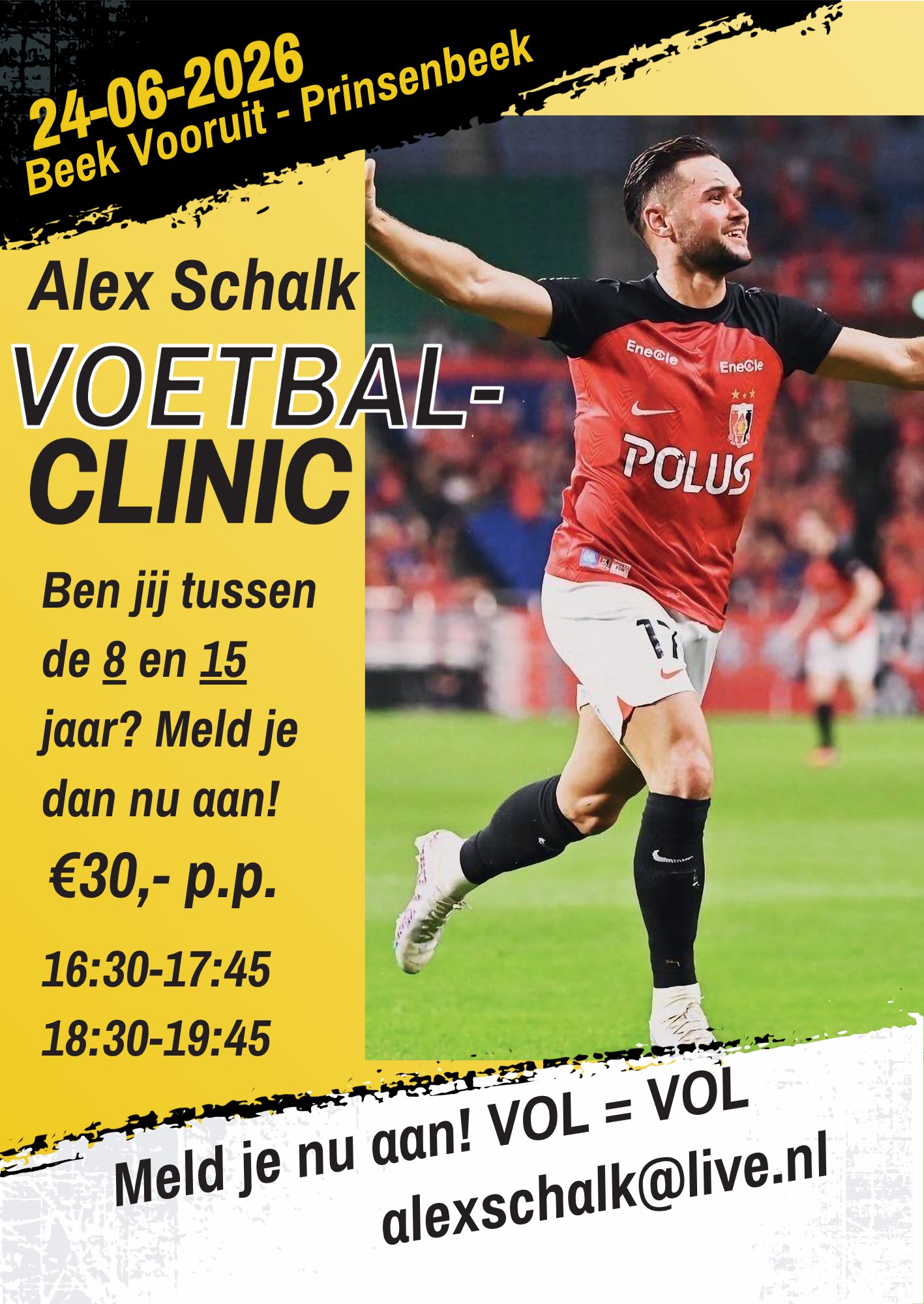 Voetbalclinic van Alex Schalk bij Beek Vooruit
